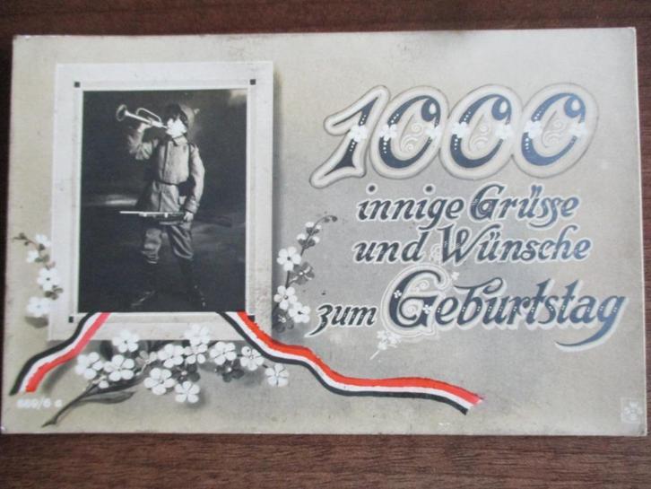 WO1 postkaart - 1000 innige Grüße - Feldpost, Verzamelen, Militaria | Algemeen, Landmacht, Foto of Poster, Duitsland, Verzenden