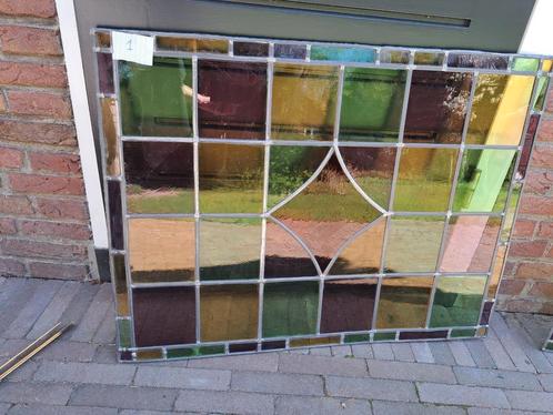 2 panelen glas -in -lood, jaren 30, Doe-het-zelf en Verbouw, Glas en Ramen, Zo goed als nieuw, Minder dan 80 cm, Glas in lood