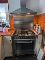 Ariston 90cm RVS Fornuis + Achterwand & AEG Afzuigkap, Ophalen, Gebruikt, 60 cm of meer, Gas