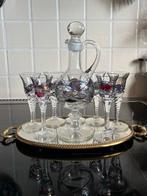 Karaf met 7 glaasjes op dienblad, Antiek en Kunst, Antiek | Glas en Kristal, Ophalen of Verzenden