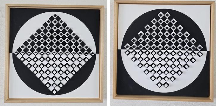 2 x Walter Maas kunstwerk hout-acryl 40x40cm - izgst, Antiek en Kunst, Kunst | Schilderijen | Modern, Ophalen of Verzenden