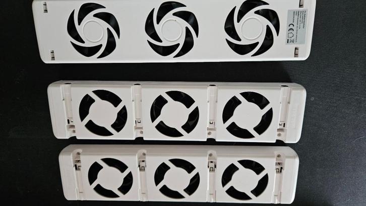 3 gekoppelde radiatorfans met bediening en thermostaat, Doe-het-zelf en Verbouw, Verwarming en Radiatoren, Ophalen of Verzenden
