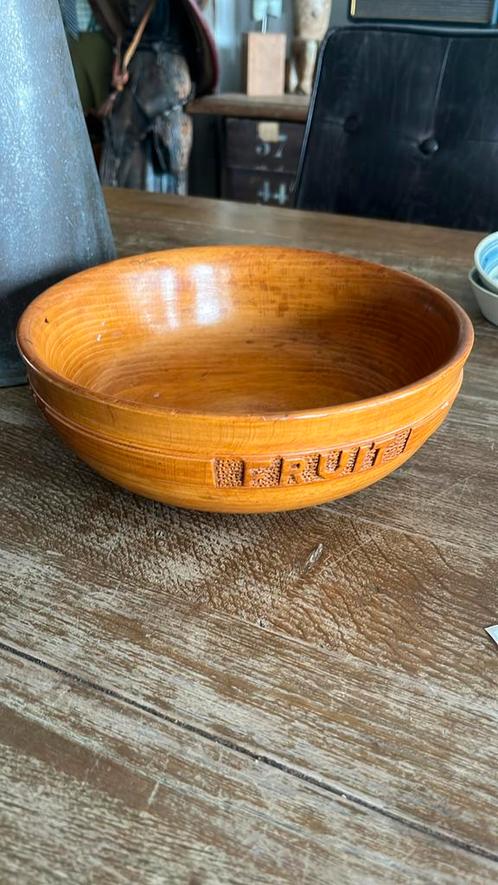 Vintage beukenhouten fruitbak met snijwerk, Antiek en Kunst, Antiek | Schalen, Ophalen of Verzenden