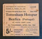 Oud voetbal entree ticket Tottenham Benfica 1962 Europacup 1, Verzamelen, Ophalen of Verzenden, Gebruikt