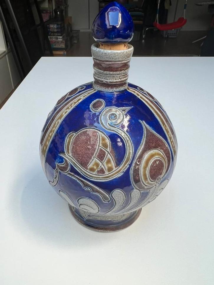Mooi Jugendstil stijl Duits aardewerk karaf+stop.Westerwald?, Antiek en Kunst, Antiek | Glas en Kristal, Ophalen of Verzenden