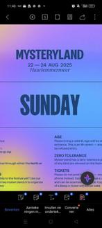Mysteryland zondag ticket 1x, Tickets en Kaartjes, Eén persoon