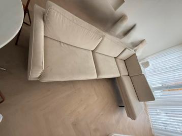 Hoekbank beige Velvet stof beschikbaar voor biedingen