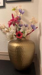 Gouden vaas + bloemen, Ophalen, Overige materialen, Overige kleuren, Zo goed als nieuw
