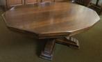 Stevige grote eiken salontafel met bolpoot. 139 bij 89 cm, Ophalen, Gebruikt, 100 tot 150 cm, 50 tot 75 cm