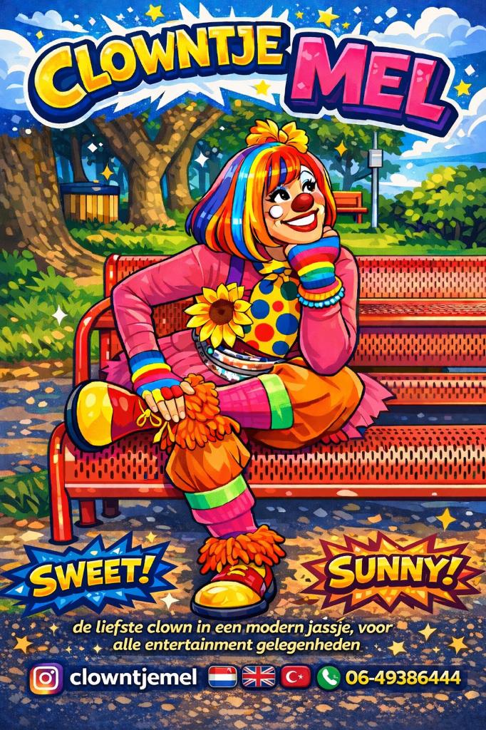 Clown als entertainer voor allerlei feesten, Diensten en Vakmensen, Kinderfeestjes en Entertainers, Clowns of Entertainers, Kinderdisco