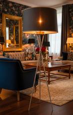 RVS Driepoot Staande Lamp - Dimbaar, Huis en Inrichting, Lampen | Vloerlampen, Ophalen, Zo goed als nieuw, Metaal, Modern