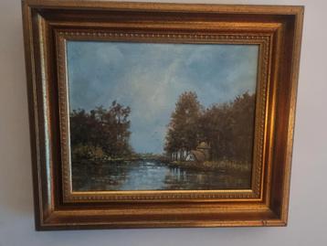 Schilderij Landschap met Gouden Lijst beschikbaar voor biedingen