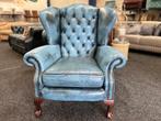 Chesterfield Maarssen Blauw Leren Chesterfield KING Fauteuil, Ophalen, Gebruikt, Chesterfield, Leer