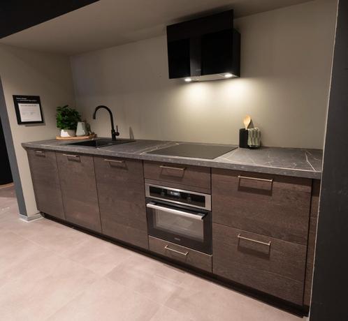 Kvik Veda keuken | Grijs/Hout | Kunststof blad | 50% korting, Huis en Inrichting, Keuken | Complete keukens, Nieuw, Dubbelwandige keuken