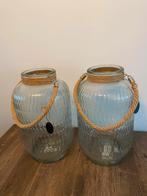 2 Riverdale glazen vazen / windlichten / potten, Huis en Inrichting, Woonaccessoires | Vazen, Minder dan 50 cm, Glas, Zo goed als nieuw