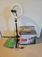 Selfie vlog studio ringlamp op statief met greenscreen, Ophalen of Verzenden, Nieuw