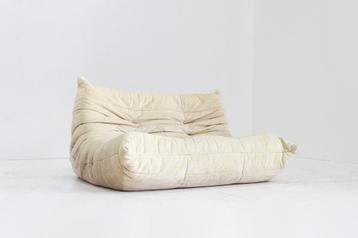 Vintage Togo 2 zits sofa beige ligne roset Michel Ducaroy beschikbaar voor biedingen