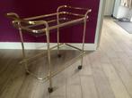 Serveerwagen glas in goudkleurige constructie, Ophalen, Klassiek, 75 cm of meer, 60 cm of meer