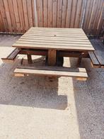 Stevige hard houten picknicktafel, Tuin en Terras, Gebruikt, Rechthoekig, Ophalen