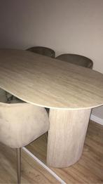 Mooi travertin eettafel ovaal, Ophalen, 50 tot 100 cm, Zo goed als nieuw, 150 tot 200 cm