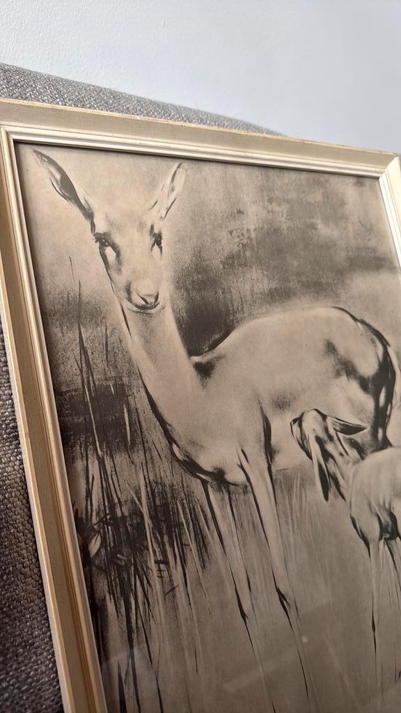 Vintage Schilderij brocante Hert & Jong, Antiek en Kunst, Kunst | Schilderijen | Klassiek, Ophalen