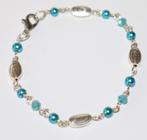 Armband met petrol minipareltjes en zilverkleurige kralen, Overige materialen, Blauw, Nieuw, Ophalen of Verzenden