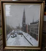 Simon NUISSL (1908 - 2002) Winter scene Amsterdam, 1949, Antiek en Kunst, Kunst | Schilderijen | Klassiek, Ophalen of Verzenden