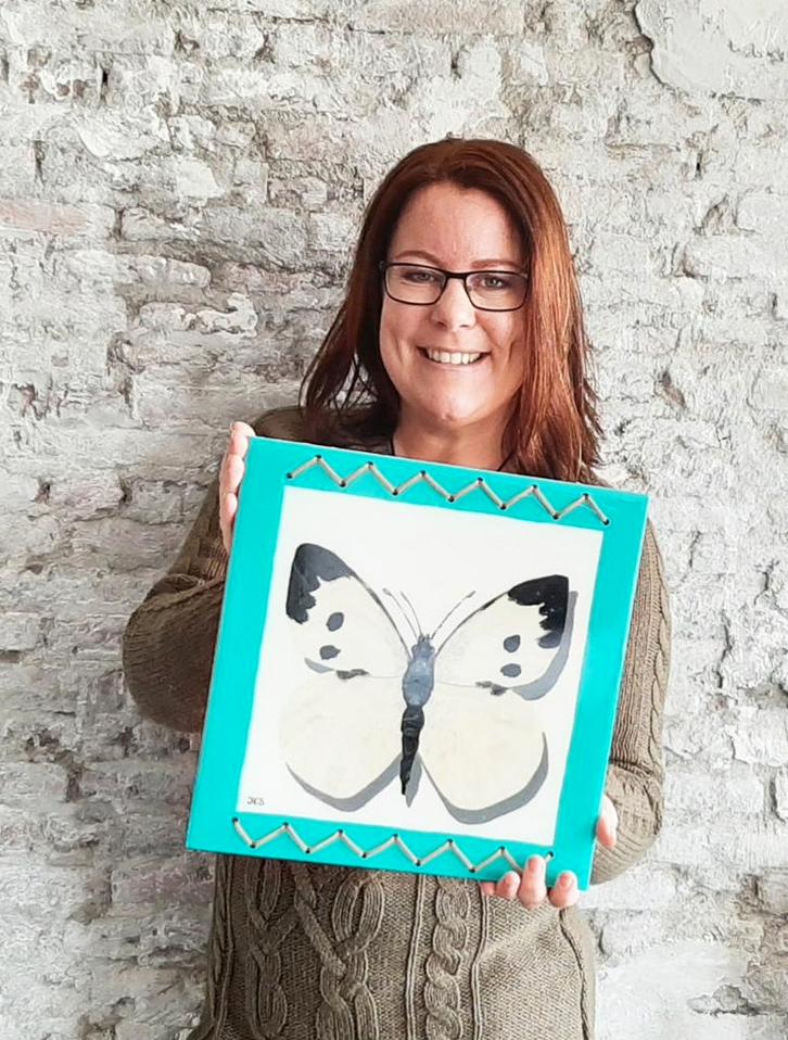 Epoxy Schilderij Vlinder koolwitje, Huis en Inrichting, Woonaccessoires | Schilderijen, Tekeningen en Foto's, Zo goed als nieuw