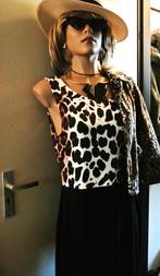 Jurk tijgerprint jacquard animal dress Juffrouw Jansen  L, Maat 42/44 (L), Ophalen of Verzenden, Gedragen, Onder de knie