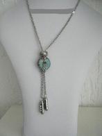 k036 lange ketting met strass, Nieuw, Overige materialen, Met strass, Zilver