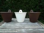 3 Retro hangpotten, Tuin en Terras, Bloempotten, Kunststof, Rond, Minder dan 25 cm, Tuin