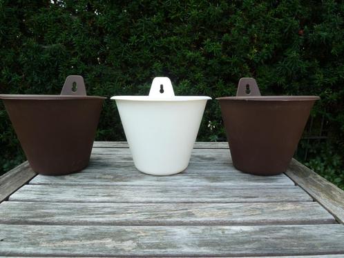 3 Retro hangpotten, Tuin en Terras, Bloempotten, Kunststof, Binnen, Balkon, Tuin, Minder dan 25 cm, Rond, Ophalen of Verzenden