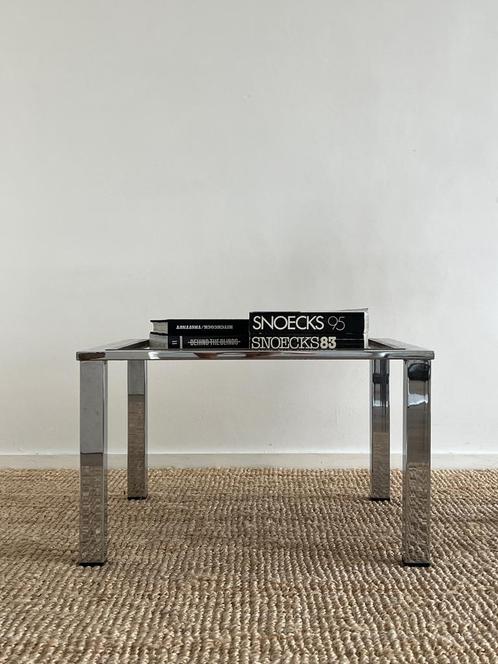 Vintage Belgochrom bijzettafel / salontafel, Huis en Inrichting, Tafels | Bijzettafels, Zo goed als nieuw, Rond, 45 tot 60 cm