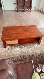 Salontafel met 2 lades - Hout, Huis en Inrichting, Tafels | Salontafels, Gebruikt, 100 tot 150 cm, Eikenhout, Minder dan 50 cm