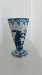 Vaas Des Pots Keramiek Wit Blauw Geel Haas Bloem, Ophalen of Verzenden