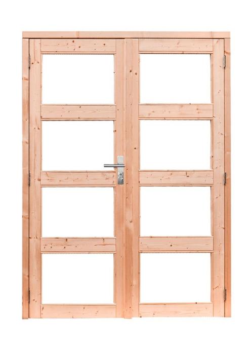 Douglas dubbele 4-ruits deur inclusief kozijn, 168 x 201 cm,, Doe-het-zelf en Verbouw, Deuren en Horren, Nieuw, Buitendeur, 200 tot 215 cm
