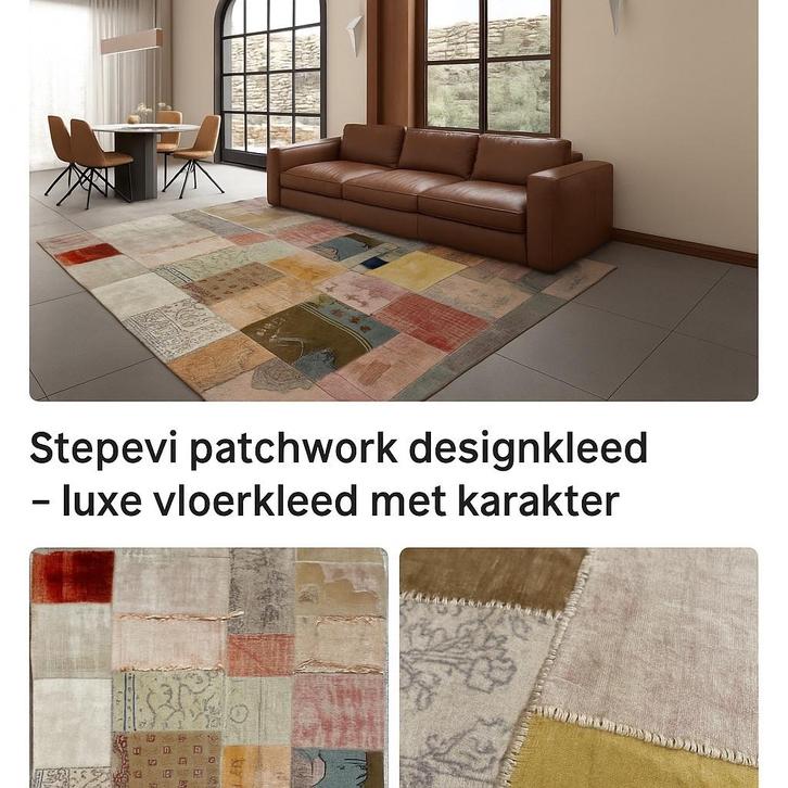 Stepevi Patchwork Vloerkleed, Huis en Inrichting, Stoffering | Tapijten en Kleden, Gebruikt, 200 cm of meer, 200 cm of meer, Rechthoekig