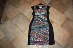 Joseph Ribkoff elegant zwart/gekleurde stretch jurk mt 44