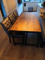 Industriële tafel met bankje, Huis en Inrichting, Tafels | Eettafels, 100 tot 150 cm, Ophalen of Verzenden, Zo goed als nieuw