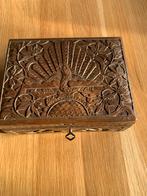 Houten sieradendoosje met pauw, Antiek en Kunst, Antiek | Overige Antiek, Ophalen of Verzenden