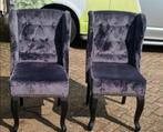 Wingchair stoelen velvet 4x, Ophalen, Gebruikt, Blauw