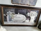 Brocante schilderij by Kathryn White, Afm: 90x50cm, Minder dan 50 cm, Verzenden, Zo goed als nieuw, 75 cm of meer