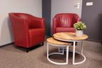 Set van twee heerlijke leren fauteuils, Ophalen, Gebruikt, 75 tot 100 cm, 50 tot 75 cm