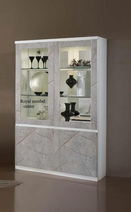 Forever Hoogglans Vitrinekast grijs wit zwart -SALE!-, Huis en Inrichting, Kasten | Vitrinekasten, Nieuw, 25 tot 50 cm, Glas, Ophalen of Verzenden