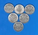 Nederland 25 cent periode Koningin Juliana 6 stuks (1e serie, Postzegels en Munten, Munten | Nederland, Verzenden, Koningin Juliana