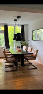 Eetkamerstoelen cognac leer industrieel – set van 6, Huis en Inrichting, Stoelen, Gebruikt, Bruin, Industrieel / vintage, Ophalen of Verzenden