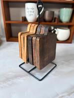 Houten onderzetters met houder, Ophalen, Zo goed als nieuw, Glas of Kopje