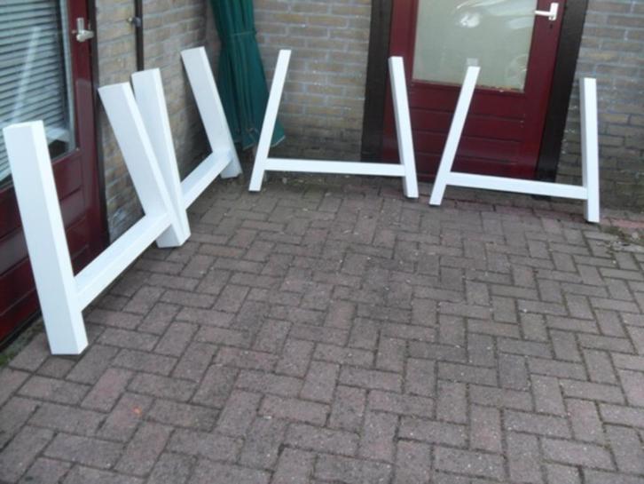 Witte tafelpoten / massief grenen, Huis en Inrichting, Tafelonderdelen, Ophalen