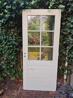 Houten Buitendeur met Glas, Doe-het-zelf en Verbouw, Deuren en Horren, Ophalen, Gebruikt, 80 tot 100 cm, Buitendeur