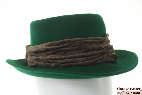 Vintage Dameshoed Federici groen vilt met bruine band 56, Kleding | Dames, Hoeden en Petten, Zo goed als nieuw, Hoed, 56 of 57 cm (M, 7 of 7⅛ inch)